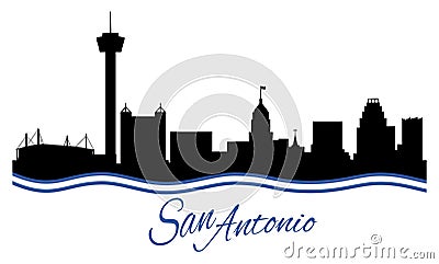 San Antonio Skyline with River Vector Illustration