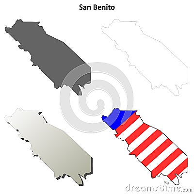San Benito County, California outline map set Vector Illustration
