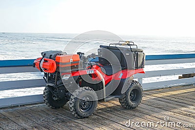 San Clemente Pier with lifeguard quad for safety of surfer Editorial Stock Photo