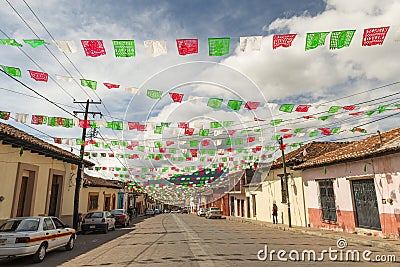 Colorful Flag Lined Street Editorial Stock Photo