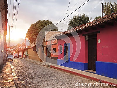 Streets of San Cristobal de las Casas, former capital city of Chiapas, Mexico Editorial Stock Photo