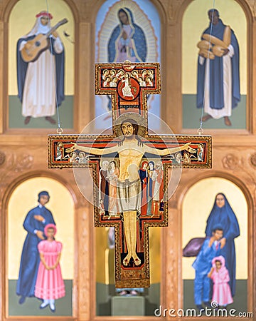 San Damiano Crucifix at St Francis Cathedral Editorial Stock Photo