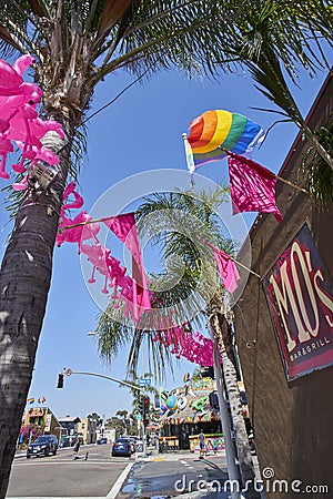 SAN DIEGO, CA - JULY 12 2017: getting ready for annual Pride Festival and Parade Editorial Stock Photo