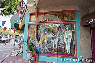 SAN DIEGO, CALIFORNIA - JULY 13, 2017: local business are supporting and getting ready for the annual LGBT Pride Festival Editorial Stock Photo