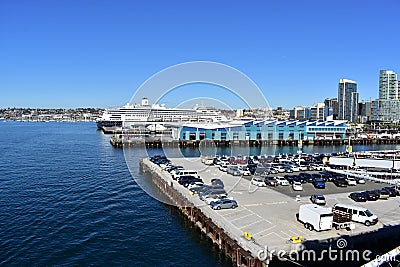 San Diego, California - USA - December 04, 2016: San Diego Skyline from USS Museum Editorial Stock Photo