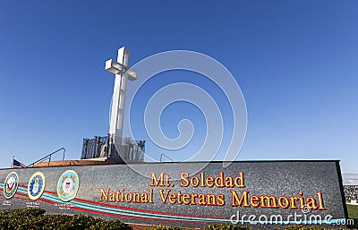 Mount Soledad National Veterans Memorial San Diego California Editorial Stock Photo