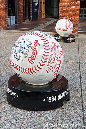 Sculptures of World Series Balls at Petco Park Hall of Fame Plaza Editorial Stock Photo