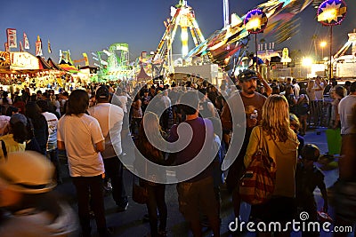San Diego County Fair Scene At Night Editorial Stock Photo