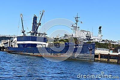 San Diego Harbor and Ships Editorial Stock Photo
