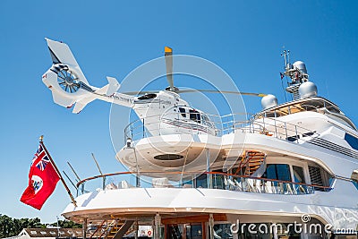 San Diego Marina Harbor, Fifth Avenue Landing. Luxury Yachts Editorial Stock Photo
