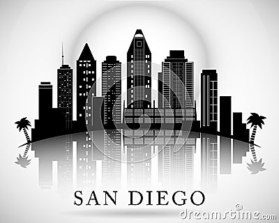 San Diego skyline. City silhouette Vector Illustration