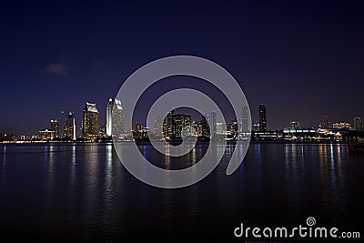 San Diego Skyline at Night Stock Photo