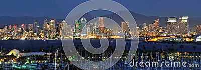 San Diego Skyline at night Stock Photo