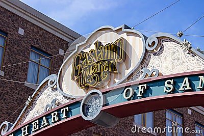 Historic Heart of San Diego Gaslamp Quarter arch Editorial Stock Photo