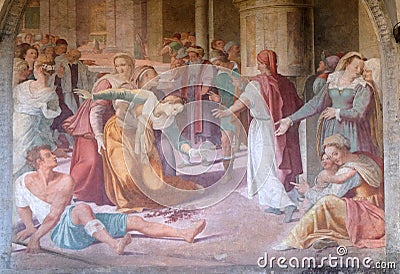 San Dominic frees an obsessed from the Demon, Santa Maria Novella church in Florence, Italy Editorial Stock Photo
