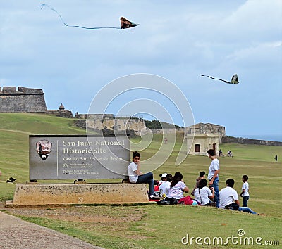 San Felipe del Morro fort in San Juan, Puerto Rico- March 9, 2017-School children visiting the historic San Felipe del Morro fort Editorial Stock Photo