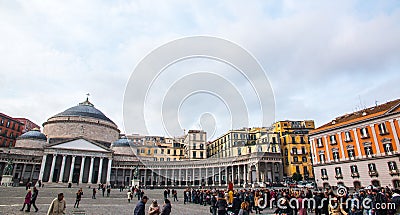 San Francesco Paola on Piazza del Plebiscito, Naples Editorial Stock Photo