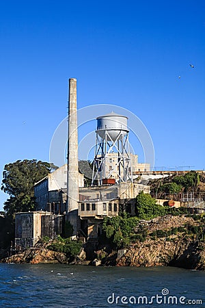 San Francisco Alcatraz Power Plant Water Tower Editorial Stock Photo