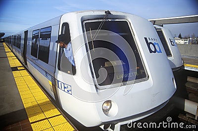 The San Francisco Bay Area Rapid Transit train, commonly referred to as BART, carries commuters to its next destination Editorial Stock Photo