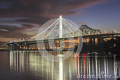 San Francisco Bay Bridge Eastern Span Daybreak Stock Photo