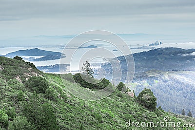 San Francisco Bay from Mount Tamalpais East Peak. Stock Photo