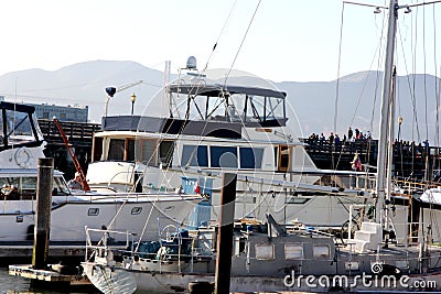 San Francisco Bay Pier 39 with ships and boats, Editorial Stock Photo