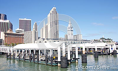 Ferry Landing next to the Port Building in San Francisco, CA Editorial Stock Photo