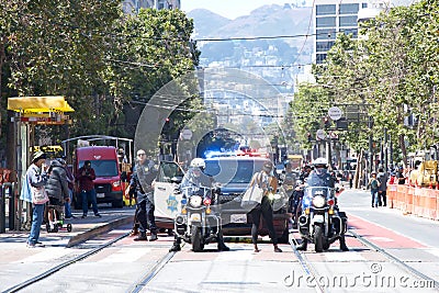 Police action at the 30th annual Pistahan Parade in San Francisco, CA Editorial Stock Photo