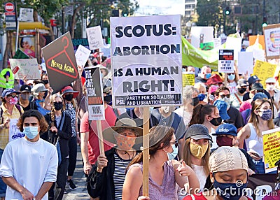 Participants in the March for Women`s Reproductive Rights in San Francisco, CA Editorial Stock Photo