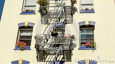 SAN FRANCISCO, CA, UNITED STATES OF AMERICA - OCTOBER, 27, 2017: fire escape stairs on a building in san francisco Editorial Stock Photo