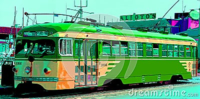 Historic street car transporting passengers Editorial Stock Photo