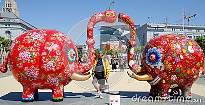 Sharing elephant by Hung Yi Editorial Stock Photo