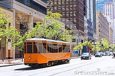 San Francisco Cable car Tram in Market Street California Stock Photo