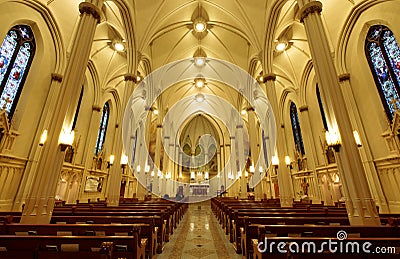 San Francisco, California - December 10, 2017: Interior of Church of Saint Francis from Assisi Editorial Stock Photo