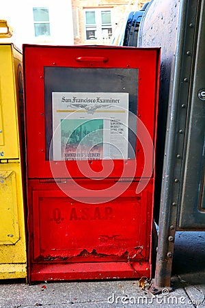 San Francisco, California: San Francisco Examiner newspaper vending box Editorial Stock Photo