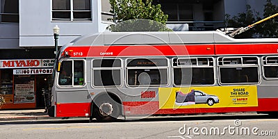 San Francisco, California: SFMTA MUNI San Francisco Municipal Tranportation Agency Bus Editorial Stock Photo