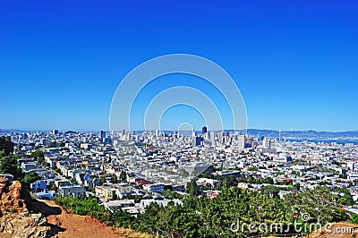 San Francisco, skyline, Corona Heights, hill, hilltop, aerial view, California, United States of America, Usa Stock Photo