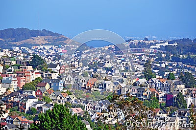 San Francisco, skyline, viewpoint, Buena Vista, hill, hilltop, California, United States of America, Usa Editorial Stock Photo