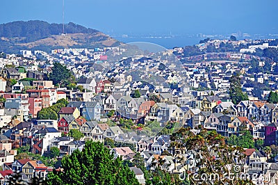 San Francisco, skyline, viewpoint, Buena Vista, hill, hilltop, California, United States of America, Usa Editorial Stock Photo