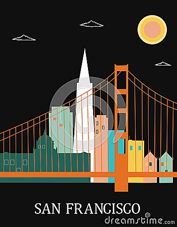 San Francisco California. Vector Illustration