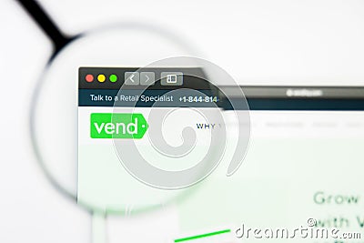 San Francisco, California, USA - 8 April 2019: Illustrative Editorial of Vend website homepage. Vend logo visible on Editorial Stock Photo