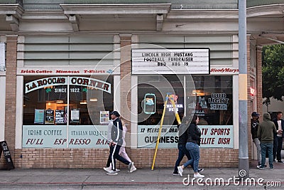 Bar in Columbus Avenue. San Francisco, California, USA Editorial Stock Photo