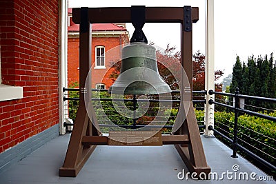 San Francisco, California: Vigilante Bell, used by the Committee of Vigilance of 1856, located in the Presidio National Park Editorial Stock Photo