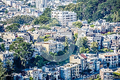 San francisco city neighborhoods and street views on sunny day Stock Photo