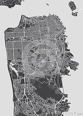 San Francisco city plan, detailed vector map Vector Illustration