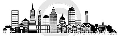 San Francisco City Skyline Panorama Clip Art Stock Photo