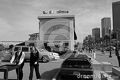 San Francisco Embarcadero Black and White Editorial Stock Photo