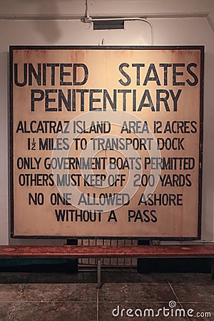 San Francisco Famous Alcatraz Warning Sign Editorial Stock Photo