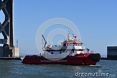 San Francisco Fire Department`s newest fireboat, number 3, 2. Editorial Stock Photo