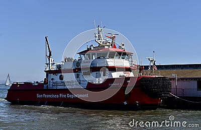 San Francisco Fire Department`s newest fireboat, number 3, 1. Editorial Stock Photo